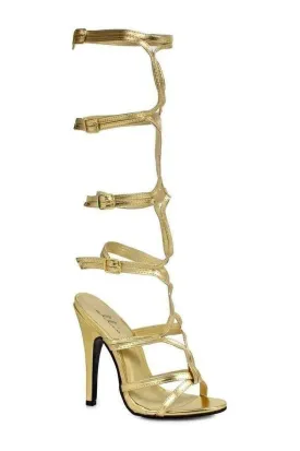 510-SEXY Sandal  | Gold Faux Leather