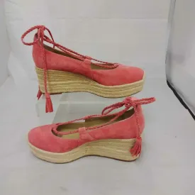 ANN TAYLOR PINK SUEDE ROPE BOTTOM WEDGES SIZE 5.5 TCA