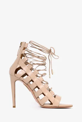 Aquazzura Nude Leather 'Amazon' Heels Size 37