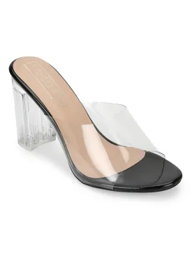 Black Clear Perspex High Heel Mules