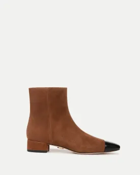 Cecile Suede Cap-Toe Bootie