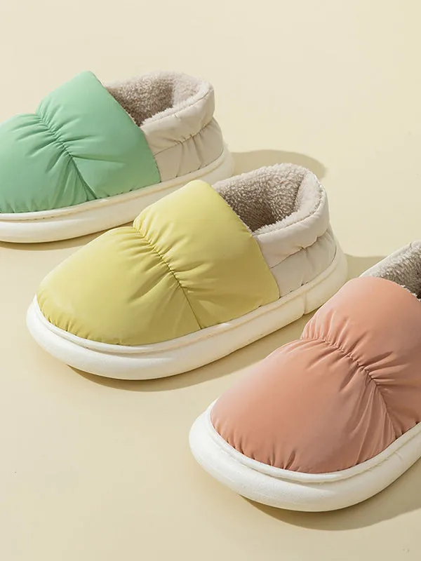 Contrast Color Round-Toe Split-Joint Slippers