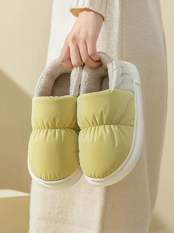 Contrast Color Round-Toe Split-Joint Slippers