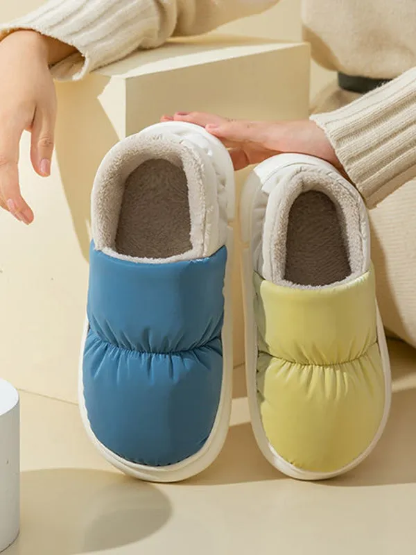 Contrast Color Round-Toe Split-Joint Slippers