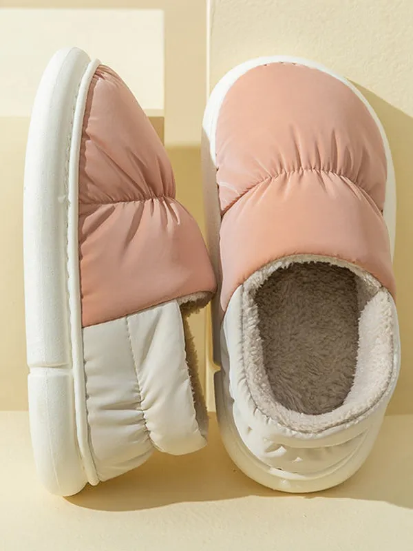 Contrast Color Round-Toe Split-Joint Slippers