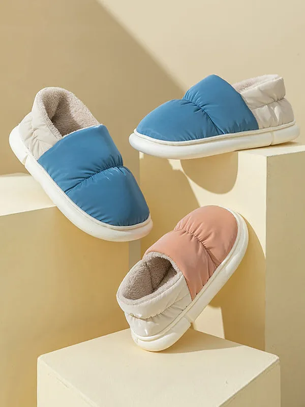 Contrast Color Round-Toe Split-Joint Slippers