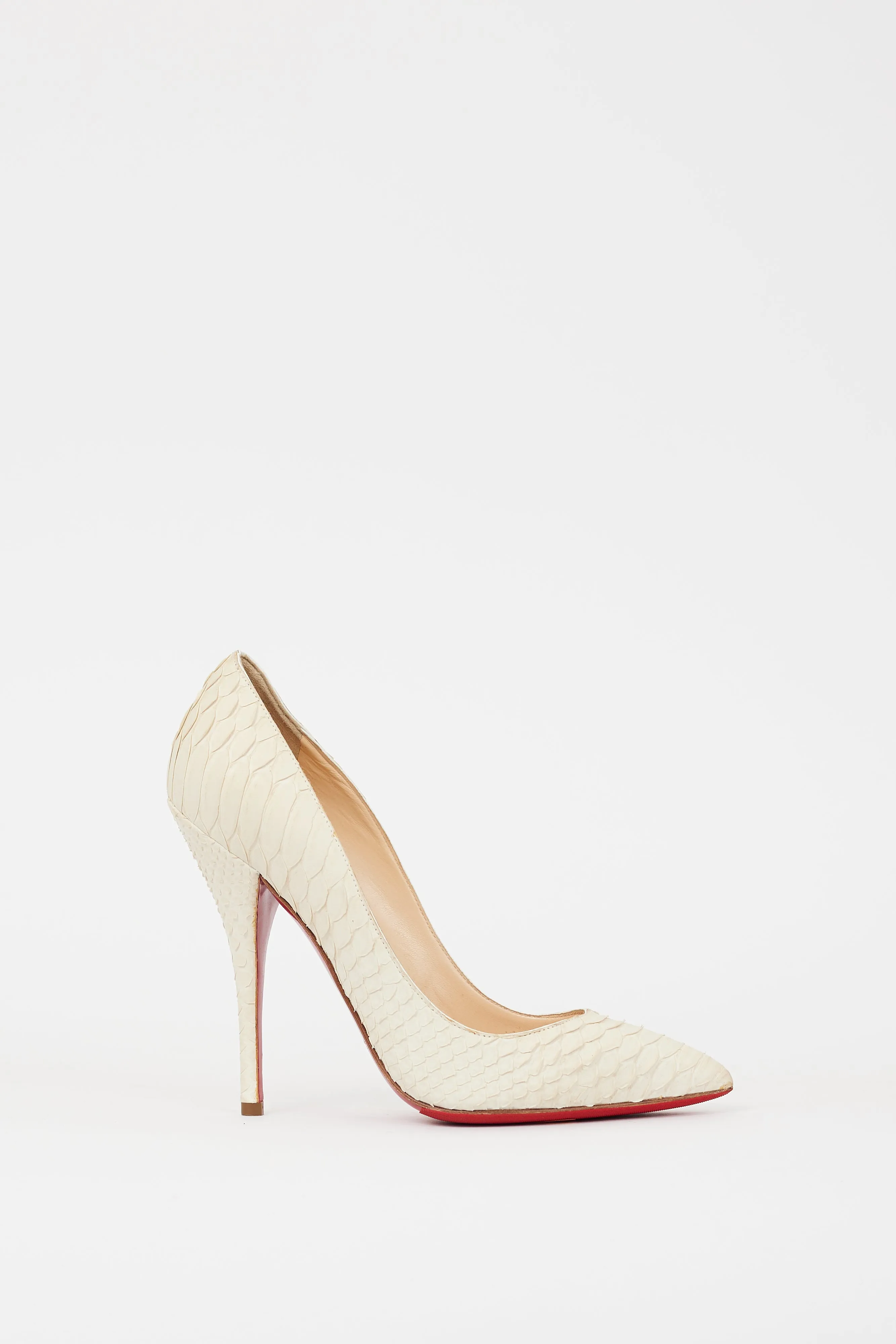 Cream Leather So Kate Textured Heel