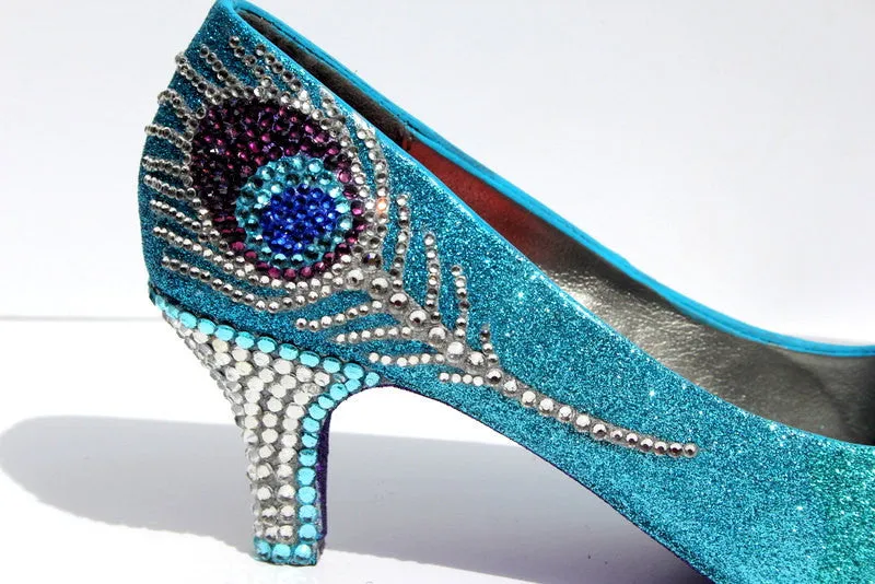 Crystal Peacock Feather Heels (3 Inch)