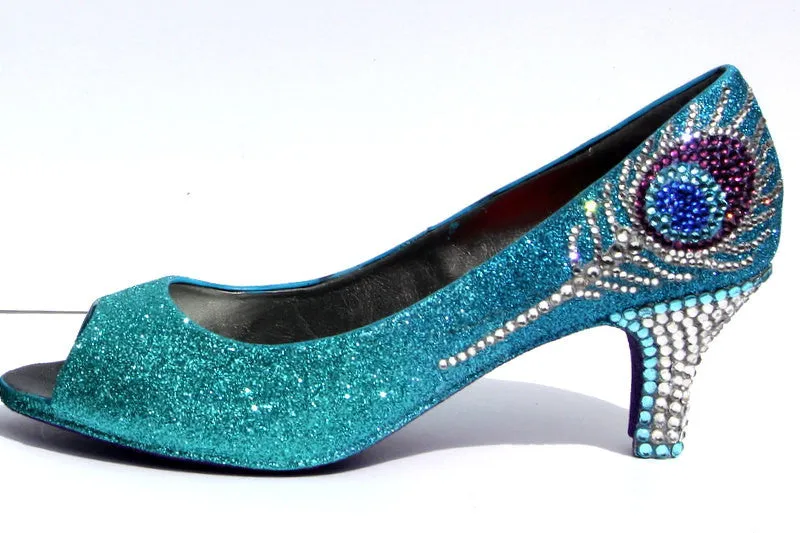 Crystal Peacock Feather Heels (3 Inch)