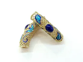 Curved Bugle, Brass, Enamel, 10x42mm, Fit 6mm cord, 1 Piece  | 通花銅彎管, 10x42mm, 配6mm繩, 1條