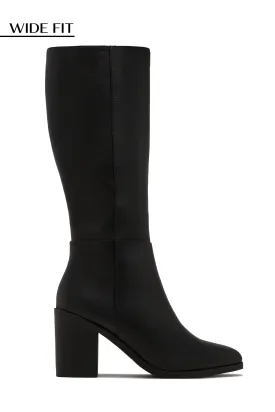 Draya Wide Fit Block Heel Boots - Black