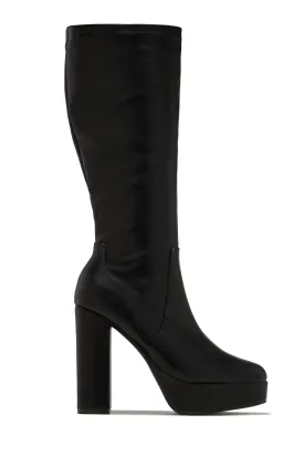 Ellie Platform Block Heel Boots - Black