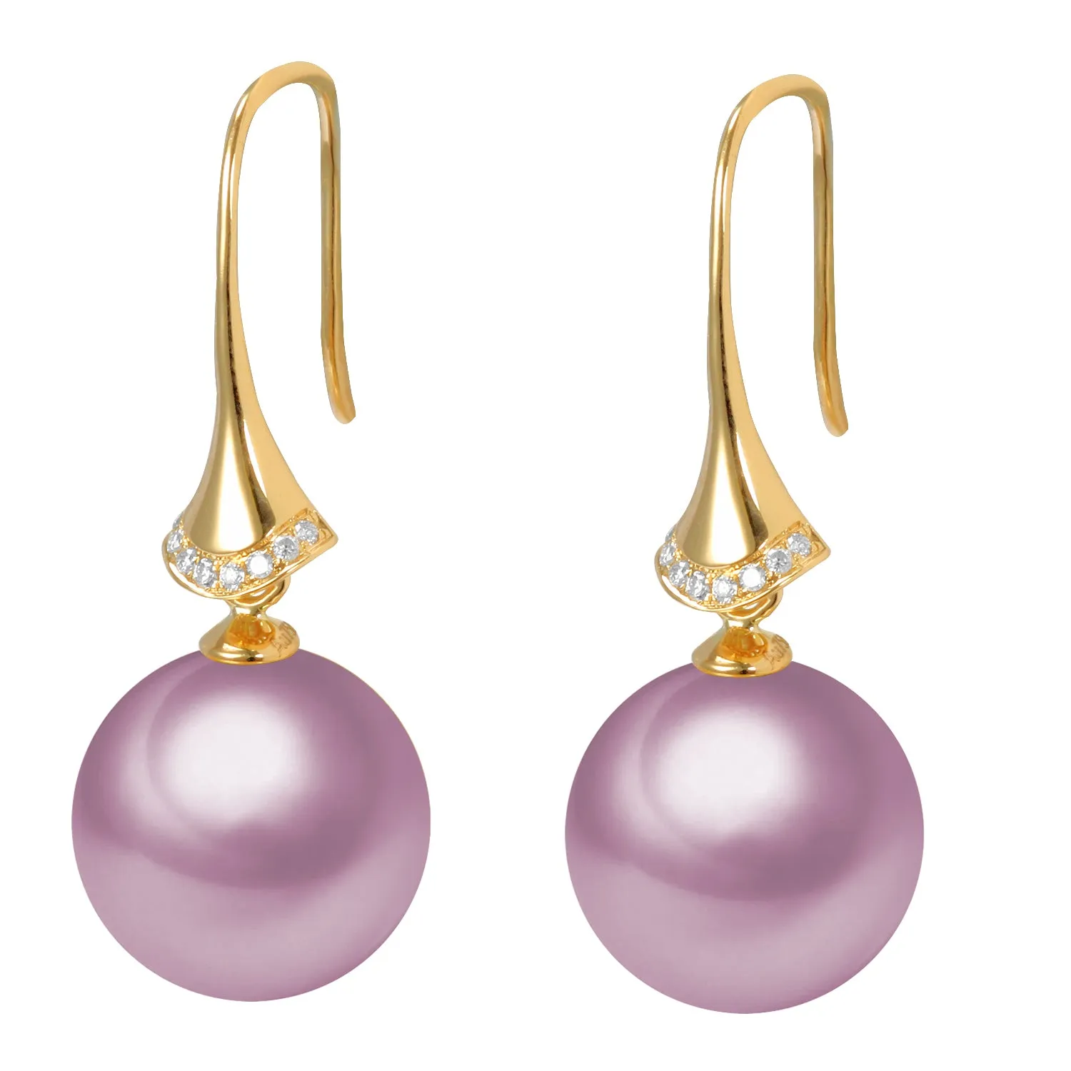 G18k Stiletto Diamonds Pearl Earrings