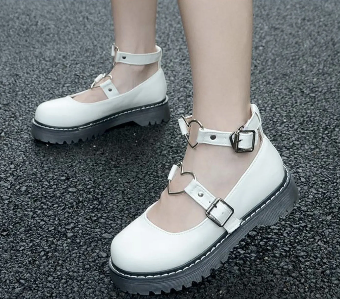 Heart Buckle Wedge Shoes