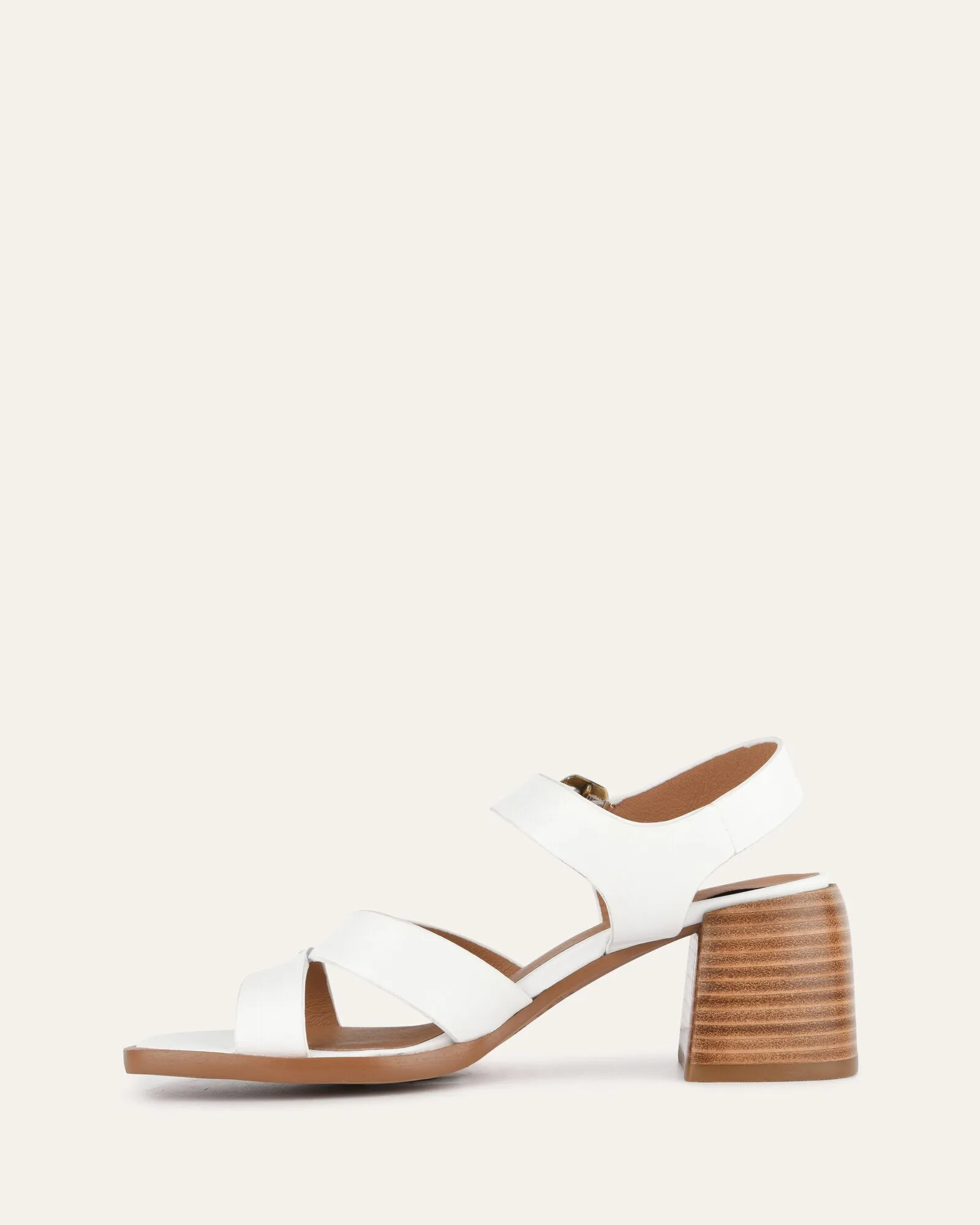 IMOGEN MID HEEL SANDALS WHITE LEATHER