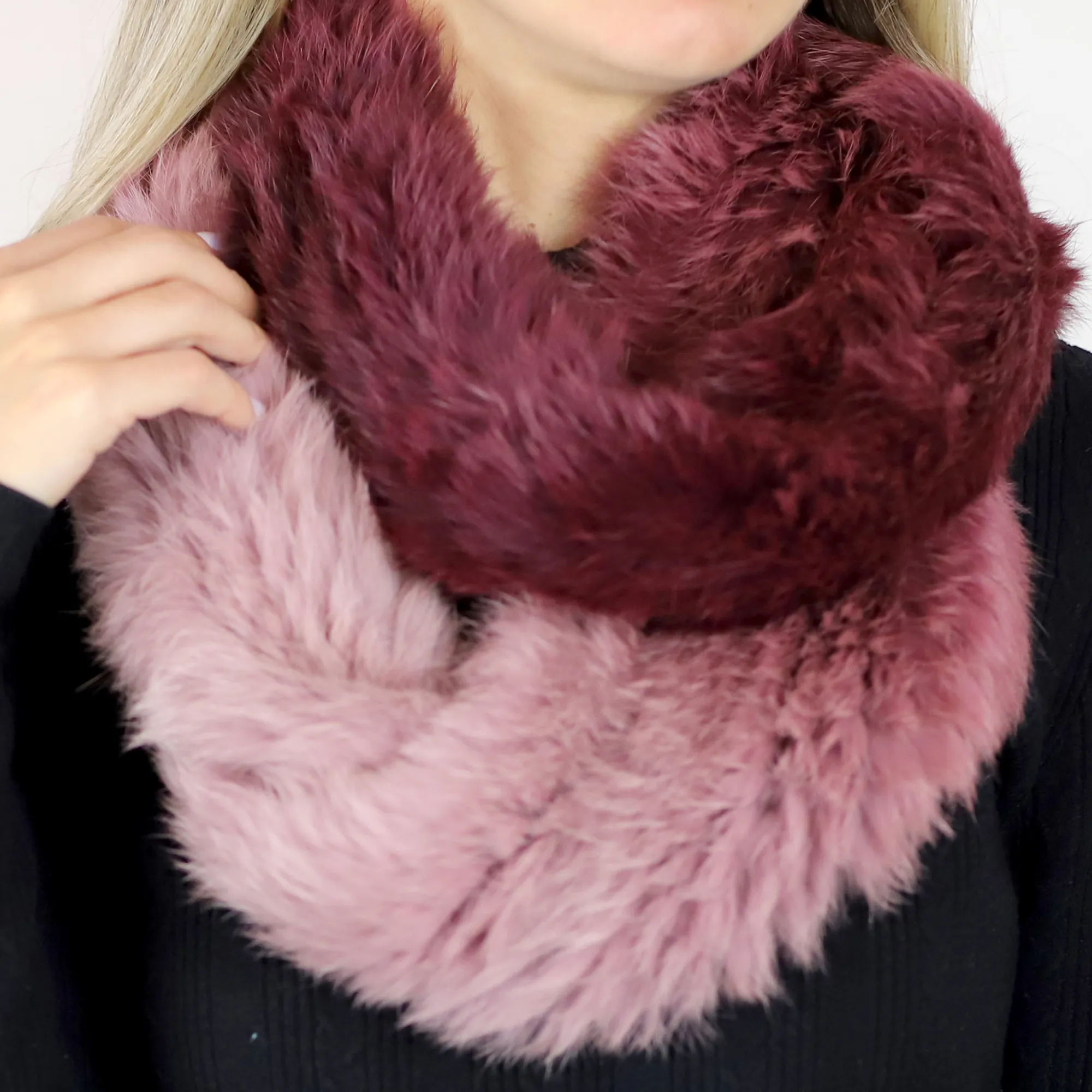 Blush/Red Infinity Cozy Fur Muffler