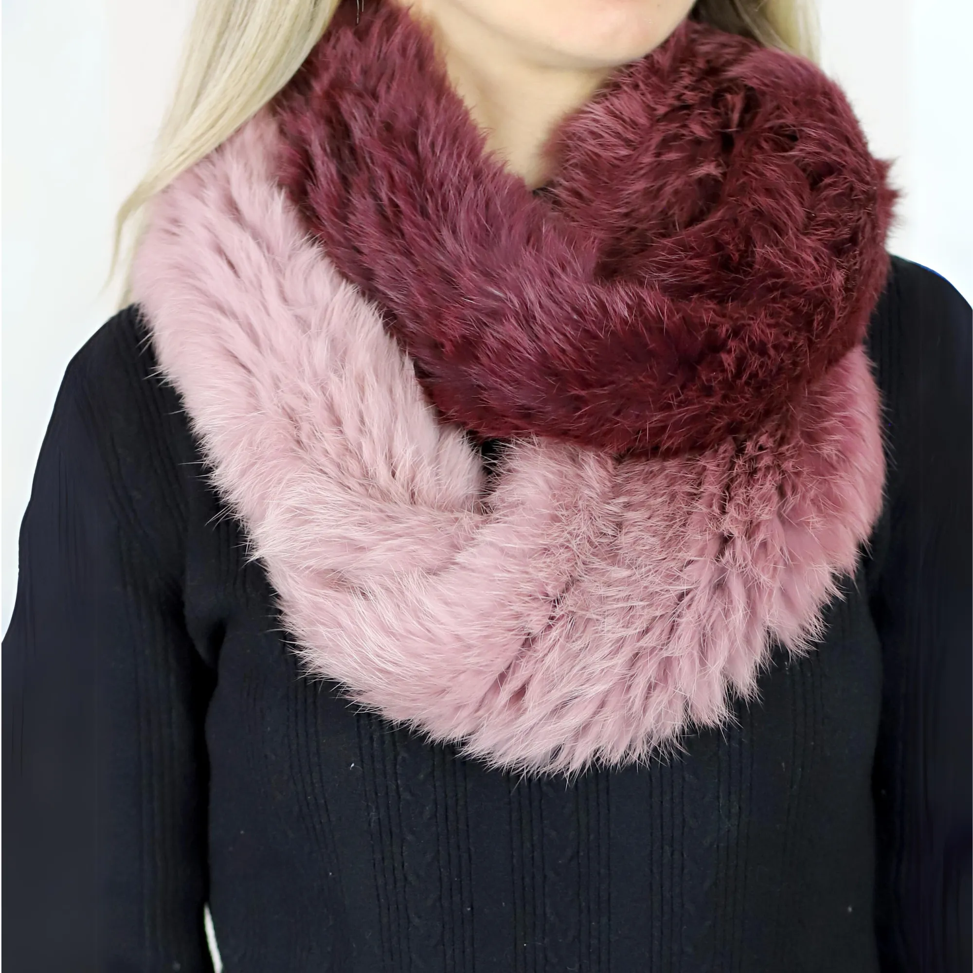 Blush/Red Infinity Cozy Fur Muffler