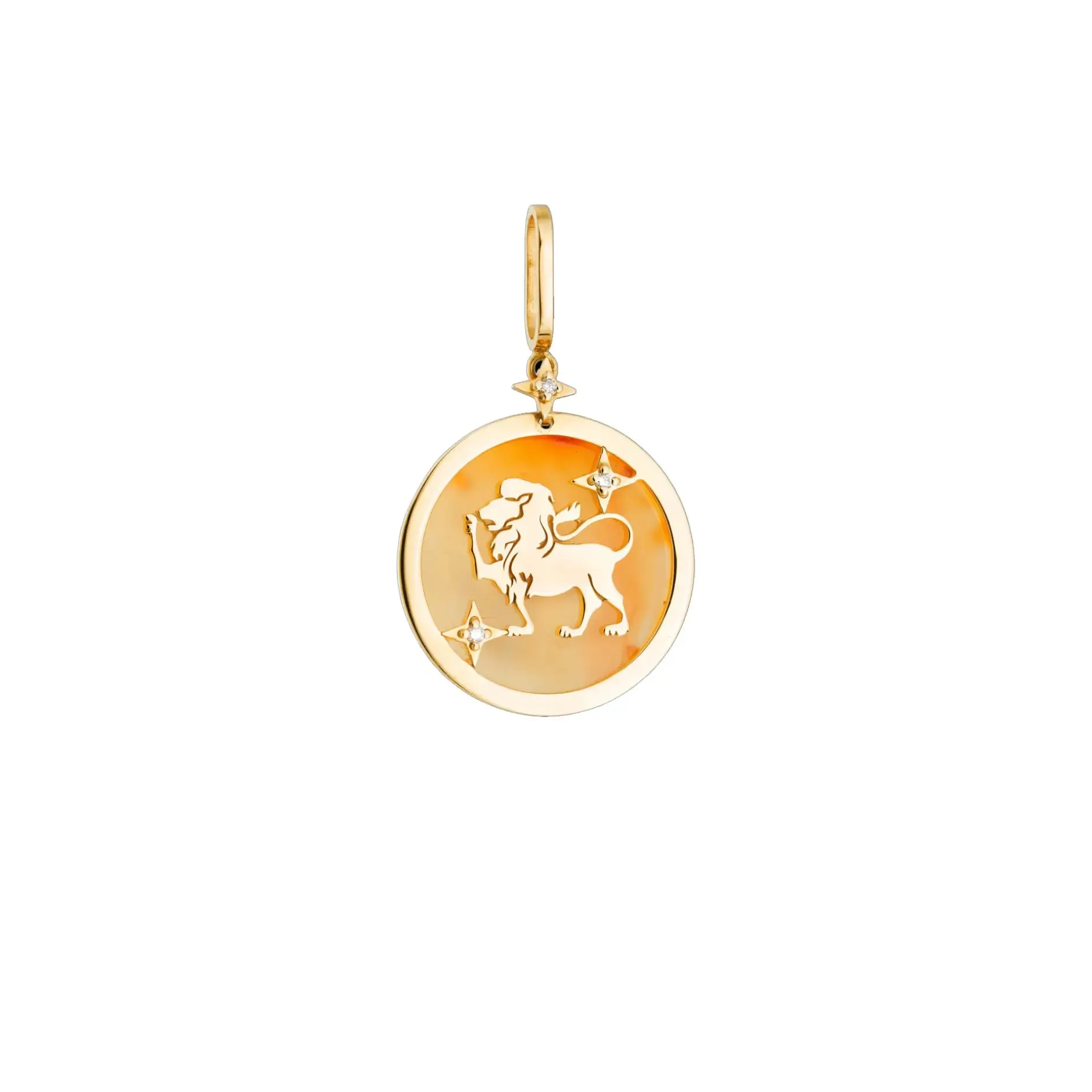 Leo Zodiac Orange Quartz and Diamond Pendant