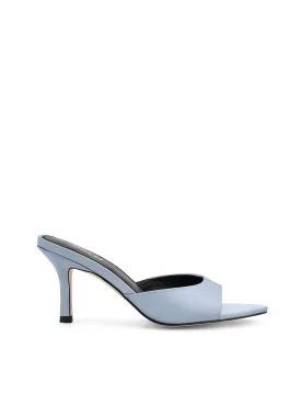 Margot Point Toe Mules - Blue Satin