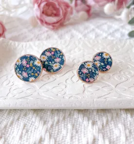 Natalia Navy Floral Studs