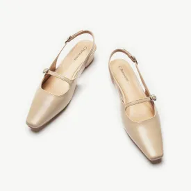 Open Back Block Heel (Alva) Beige