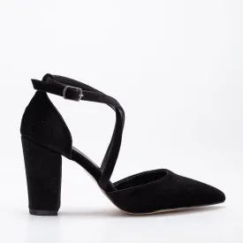 Sina - Black Velvet Criss Cross Heels