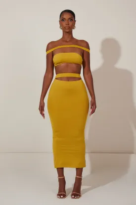 The Off Shoulder Midaxi Set - Mustard