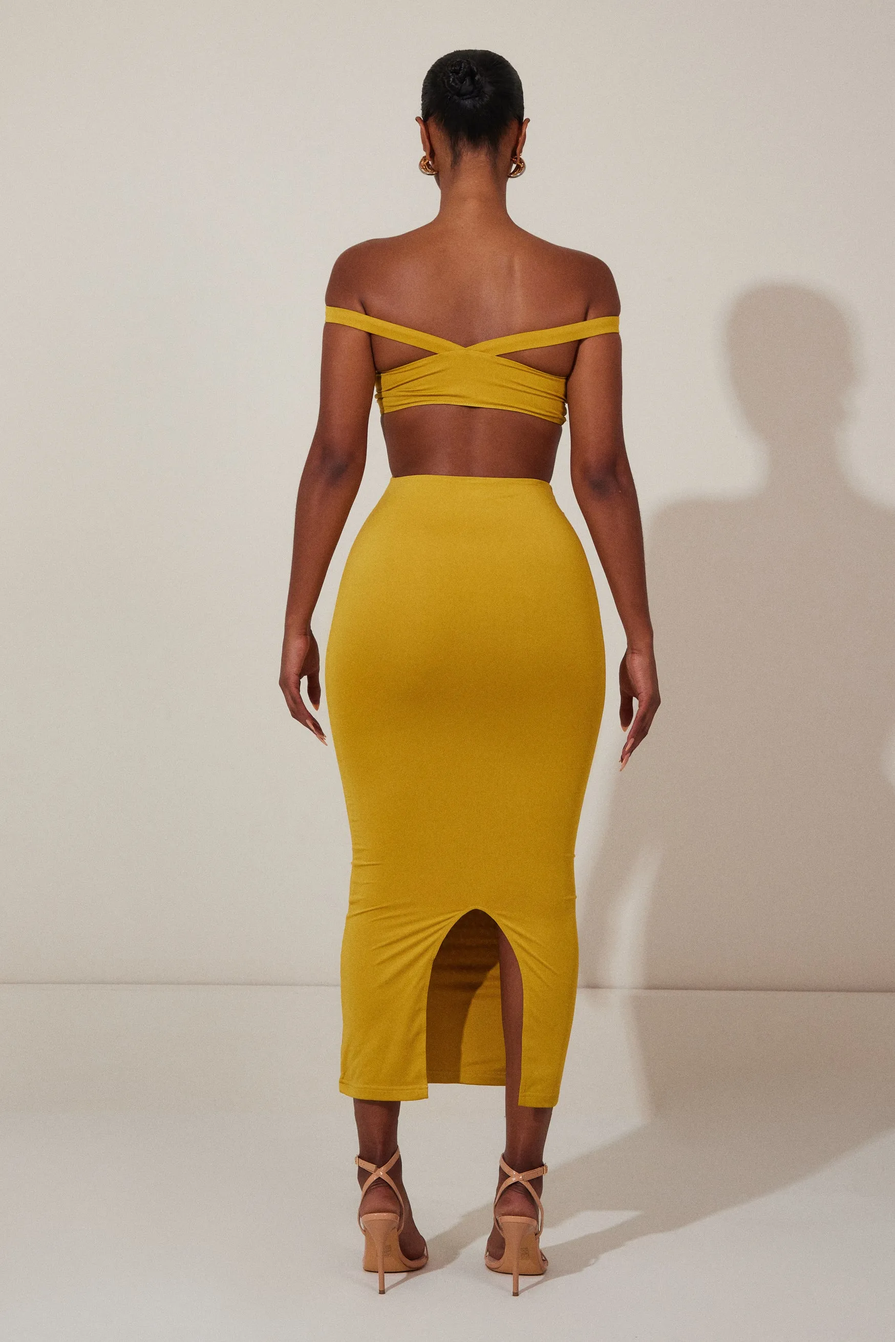 The Off Shoulder Midaxi Set - Mustard