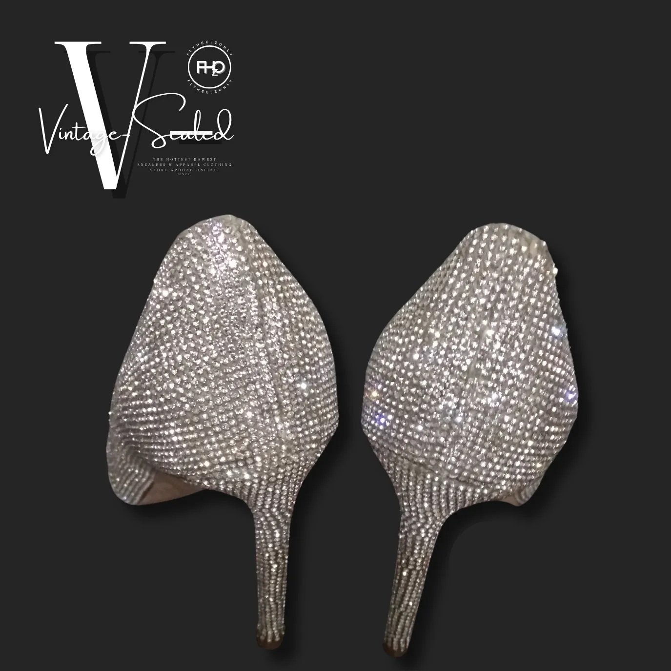 Vintage-Sealed Stiletto Rhinestone Heels Silver| Brand New Women's Fashion